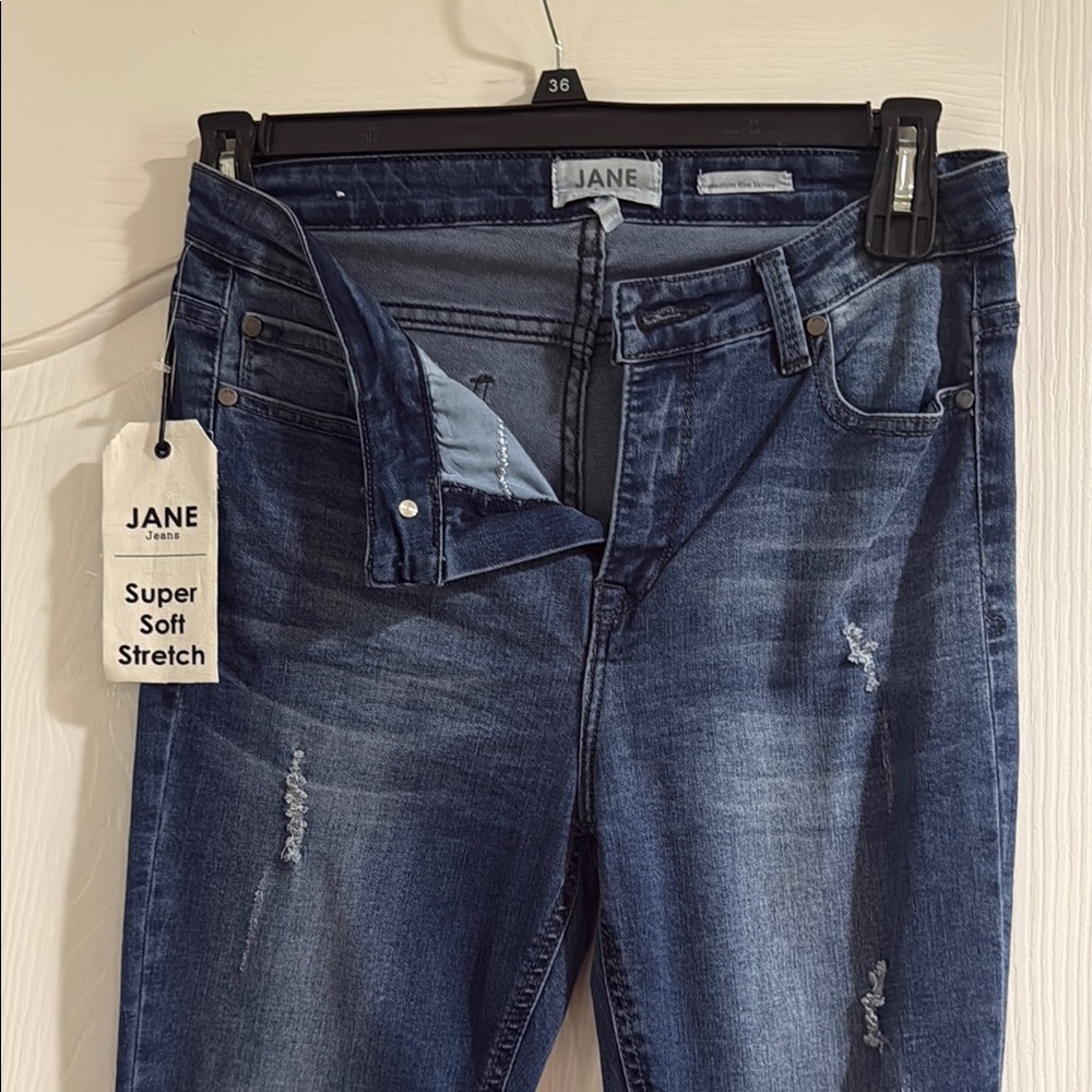 Women's Distressed Dark Blue Skinny Jeans